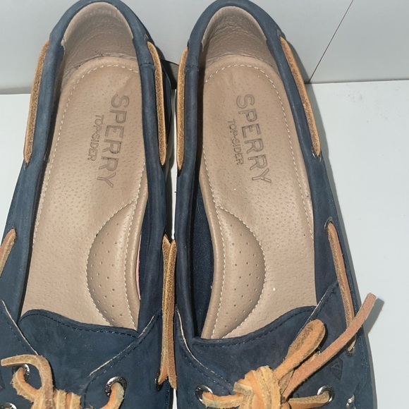 Platform sperry loafers lace up boating shoes navy blue sneakers tennis shoes - Picture 5 of 7